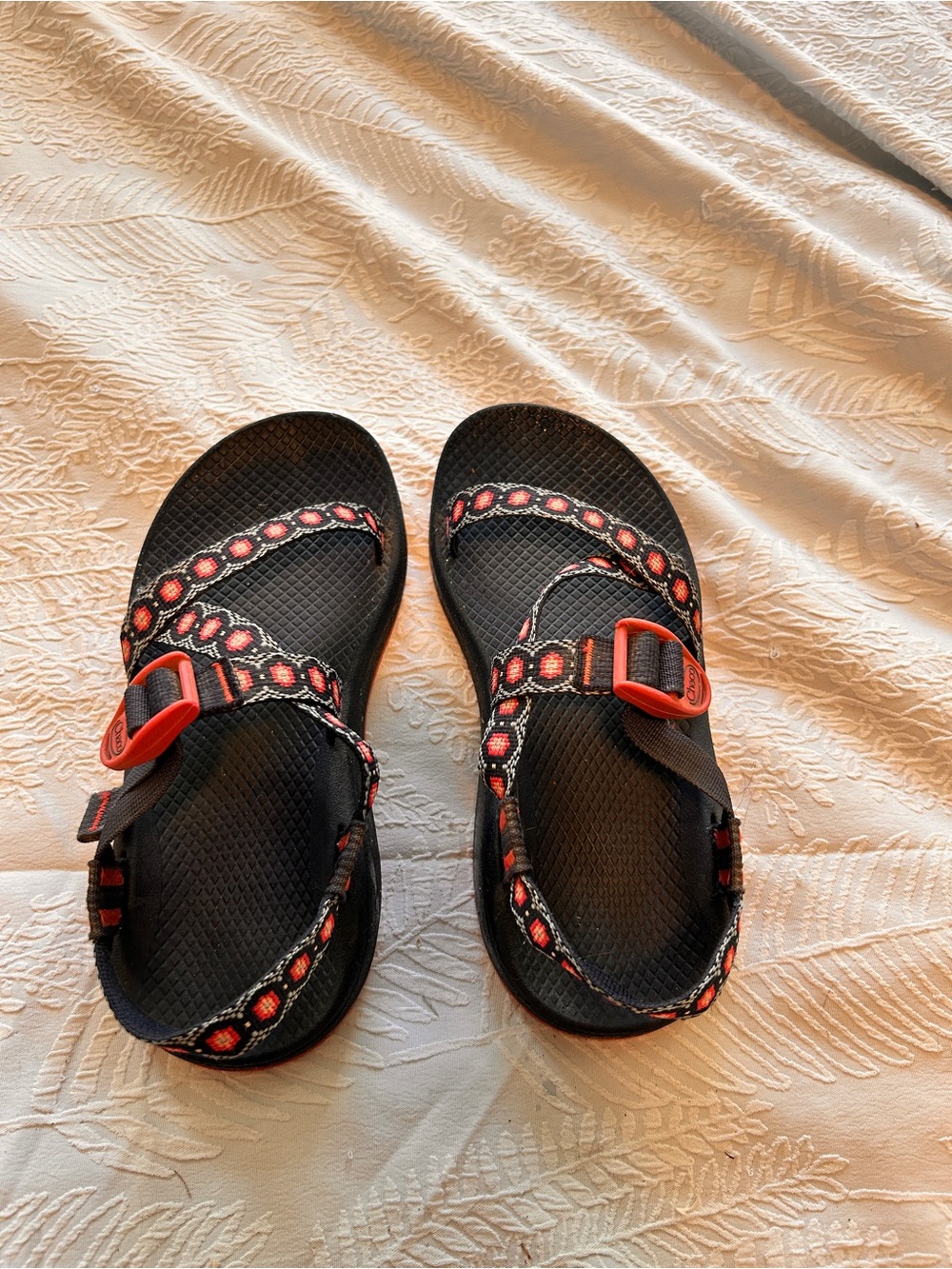 Chaco Kids Black Sandals with Red Accents - Adjustable Straps